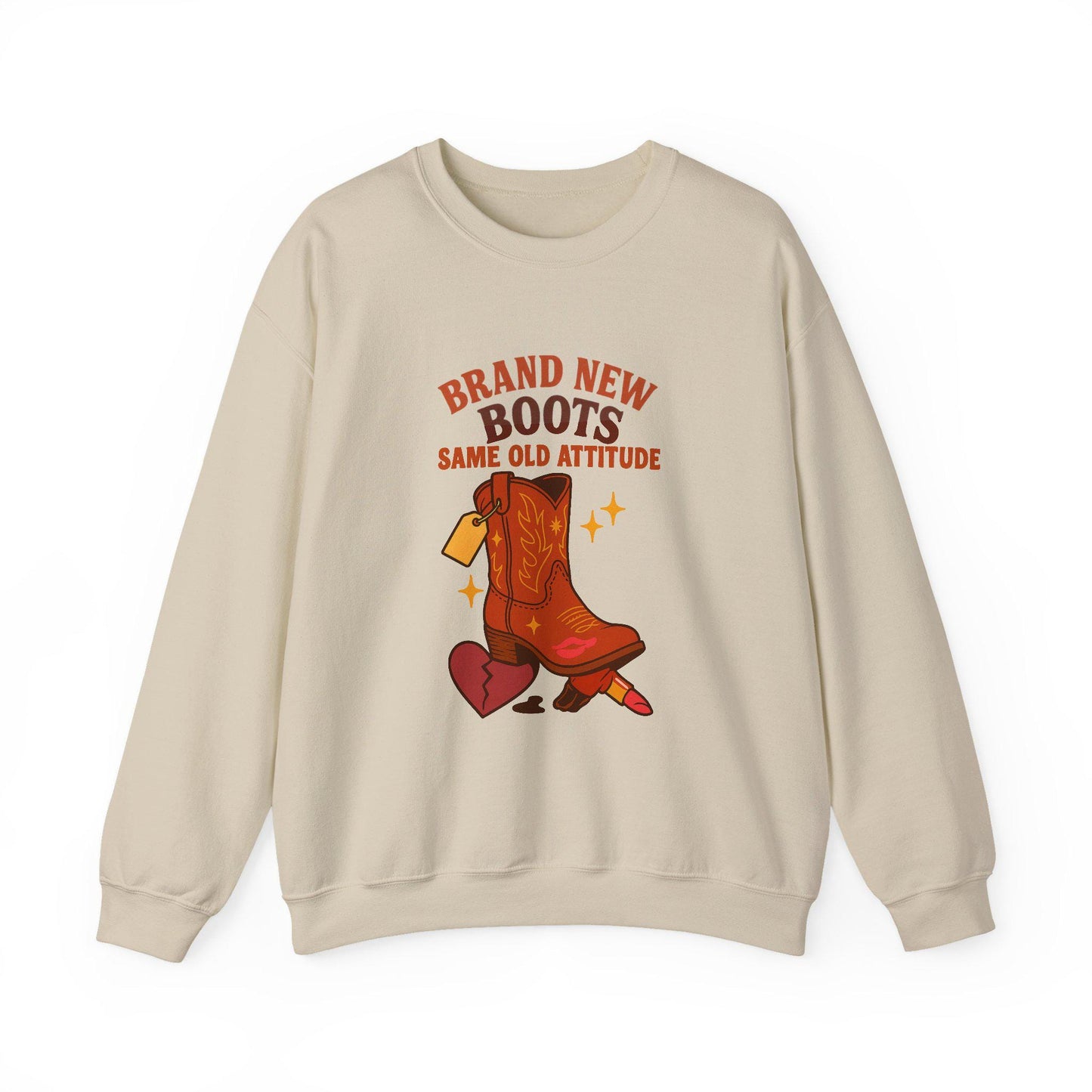 Western "Brand new boots, same old attitude" sassy cowgirl lipstick boot png graphic INSTANT digital download for tshirt sublimation or dtf