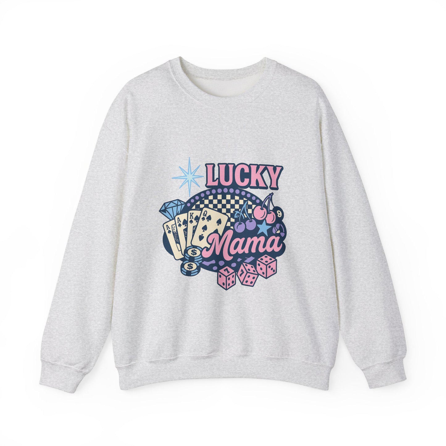 Trendy casino cherry "LUCKY MAMA" png graphic digital download for tshirt sublimation or dtf