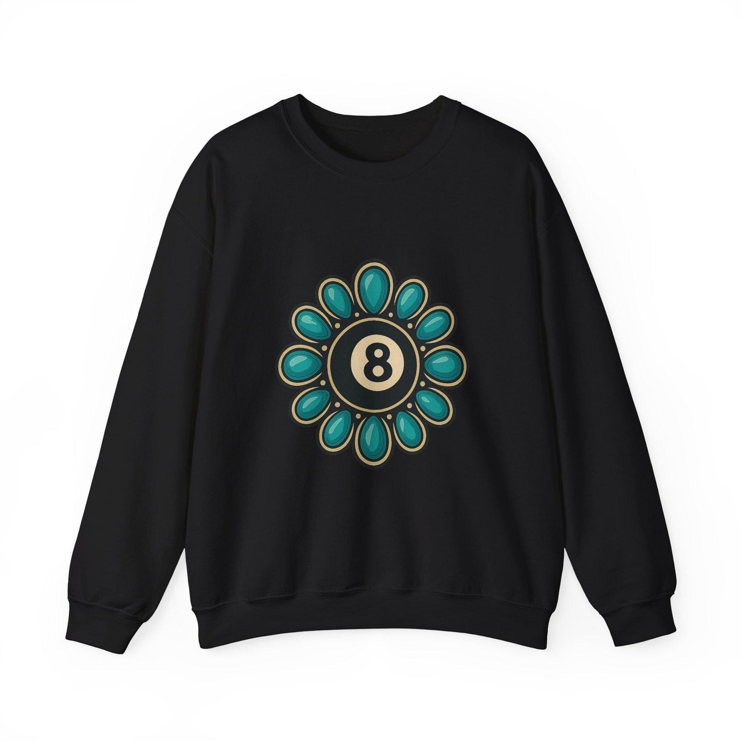 Turquoise 8 Ball Flower PNG | Western Retro Graphic | Sublimation or DTF Digital Download for T-Shirts and Crafts