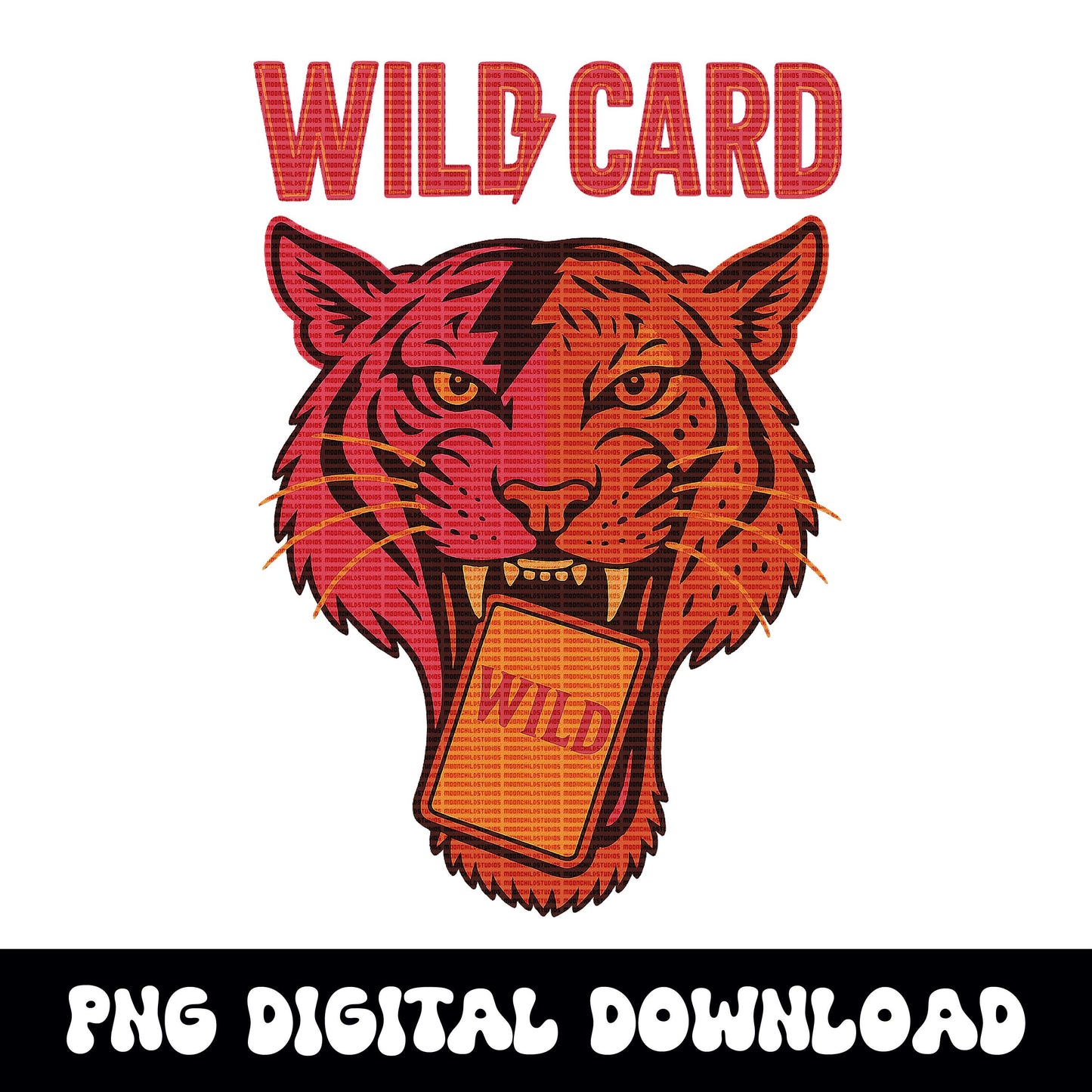 Wild card vintage tiger png graphic INSTANT digital download for tshirt sublimation or dtf