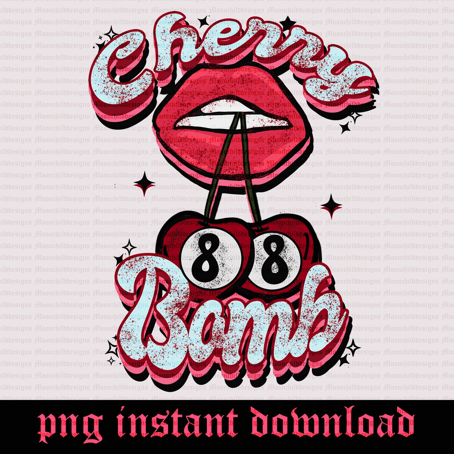 8 Ball Cherry Bomb design Vintage retro Lip cherry design Trendy Mouth Tshirt design Music design sweet rock and roll mouth design