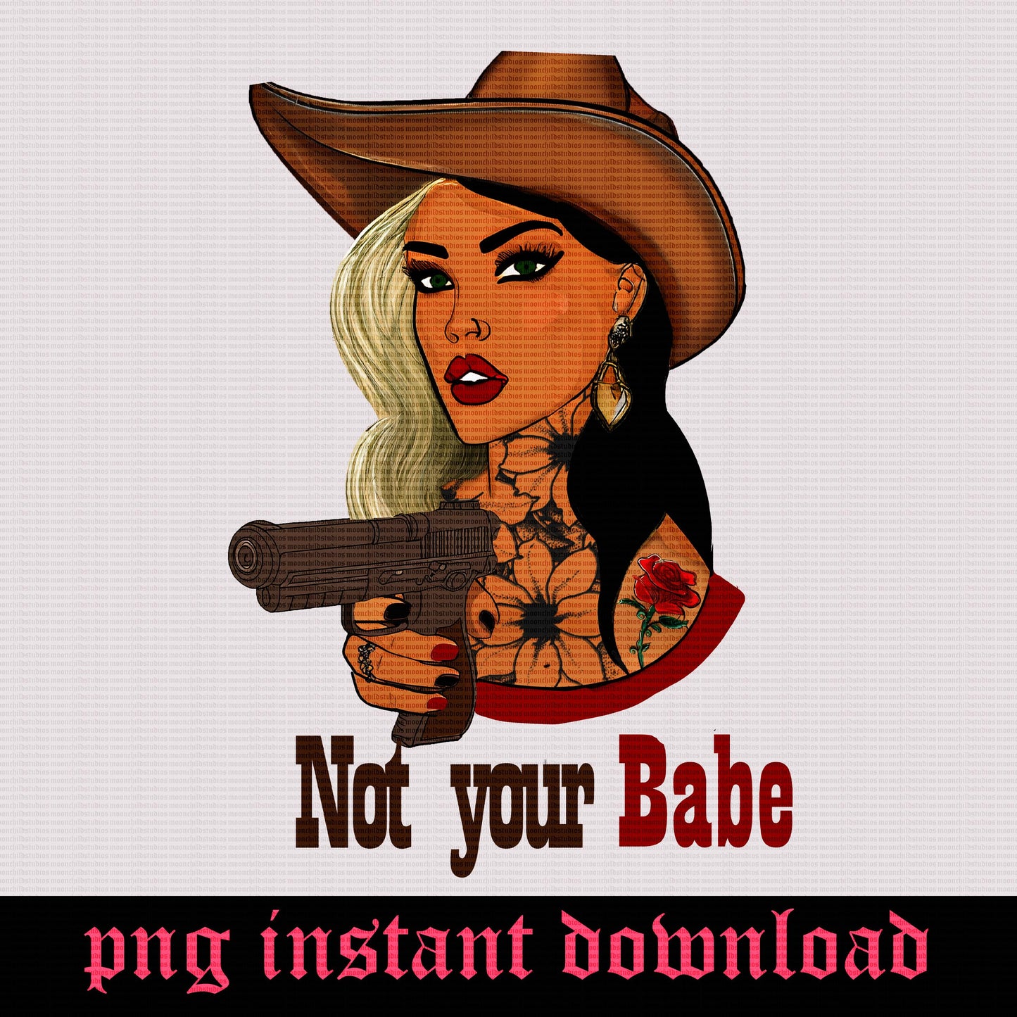 Yallternative western baddie tattooed cowgirl graphic png instant digital download