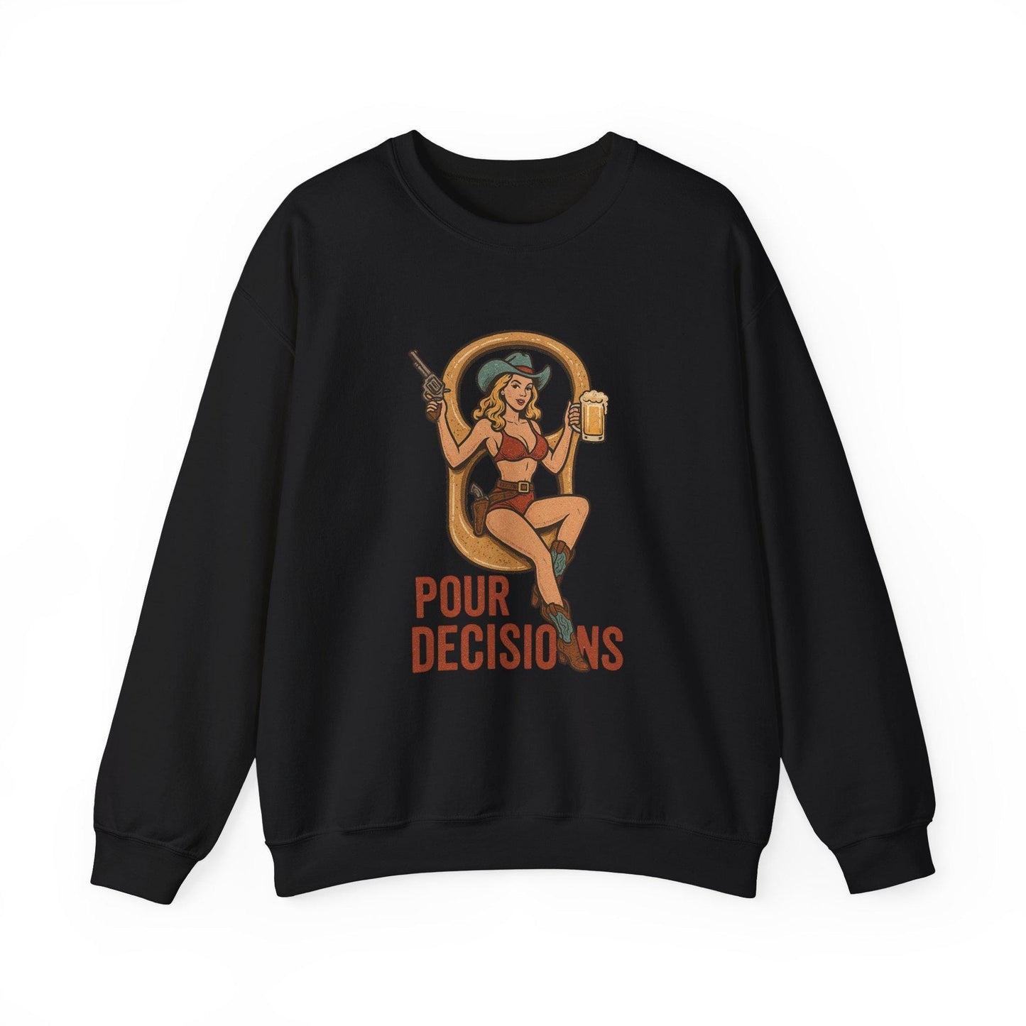 Pour decisions western pinup cowgirl can tab pose graphic digital download for tshirt sublimation or dtf