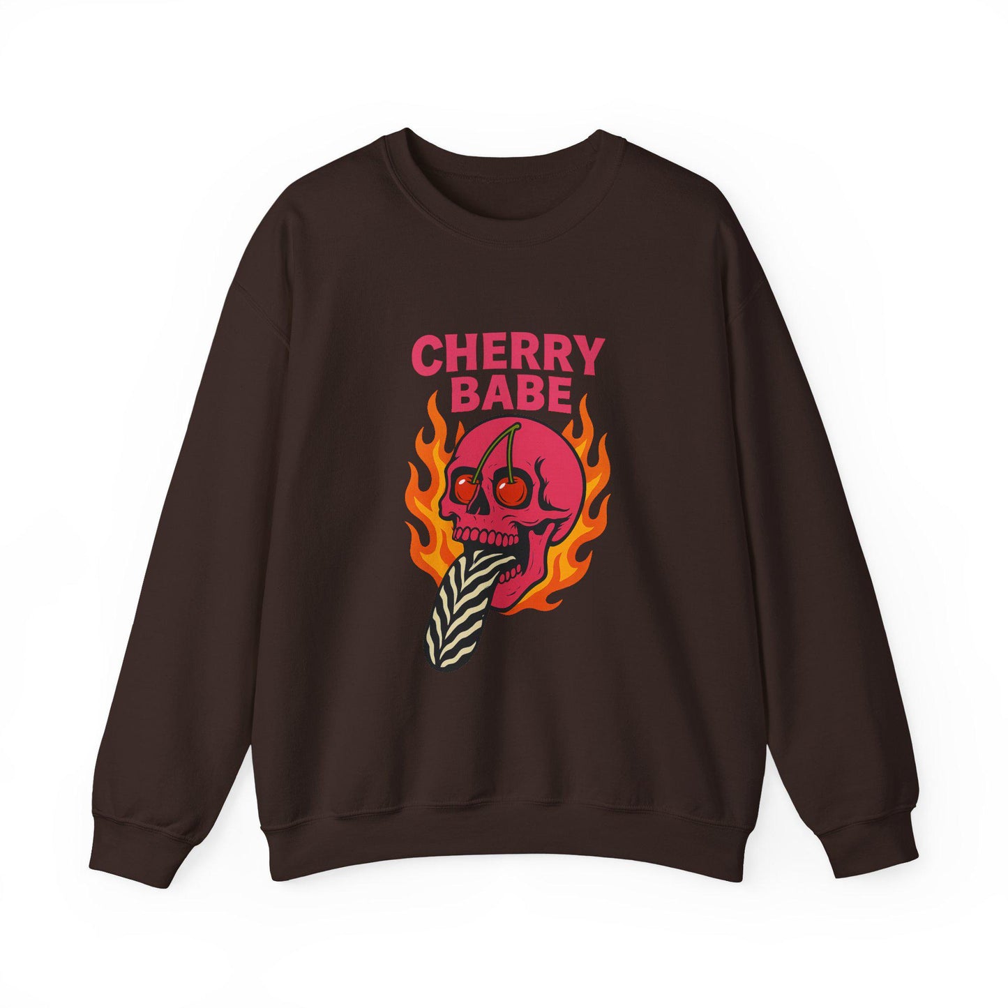 Edgy Cherry babe pink flaming skull zebra tongue PNG graphic INSTANT digital download for tshirt sublimation or dtf