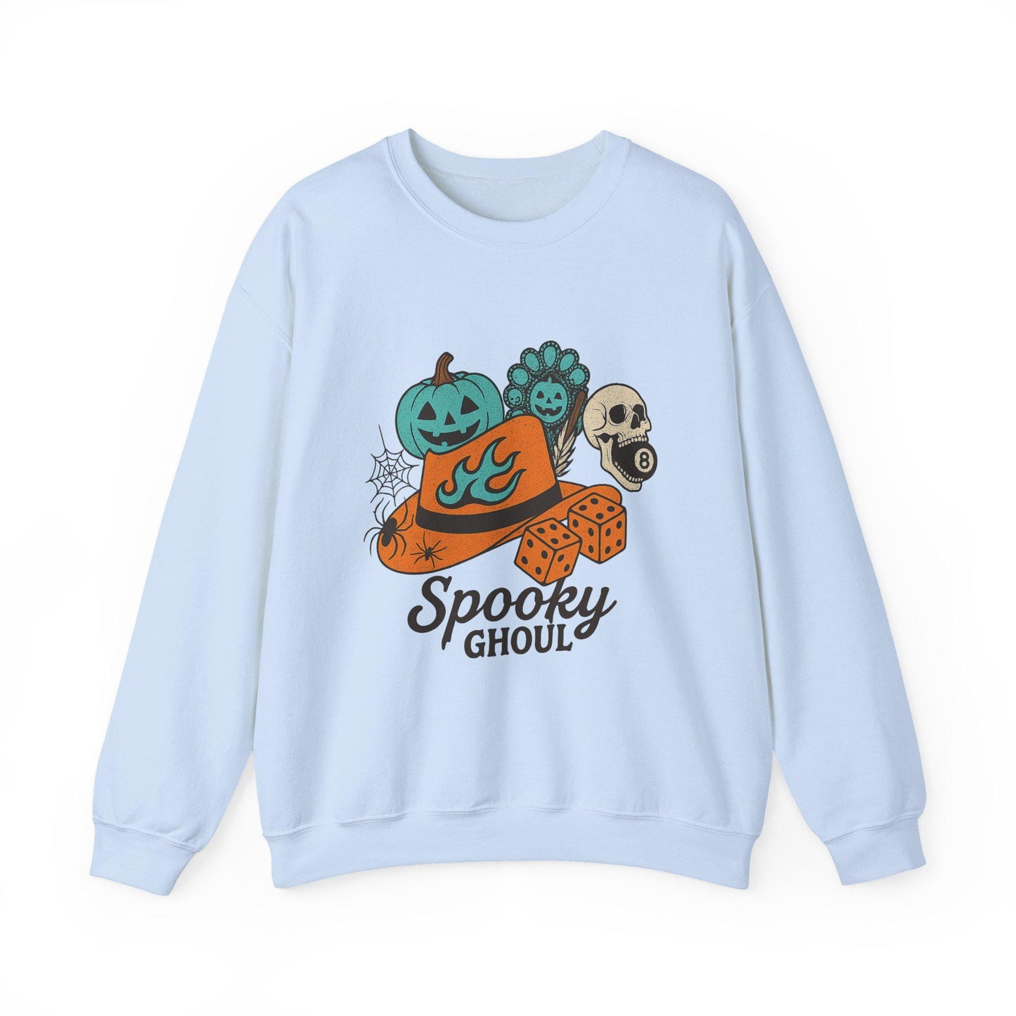 Western halloween cowgirl pumpkin turquoise dice 8ball skull PNG graphic INSTANT digital download for tshirt sublimation or dtf