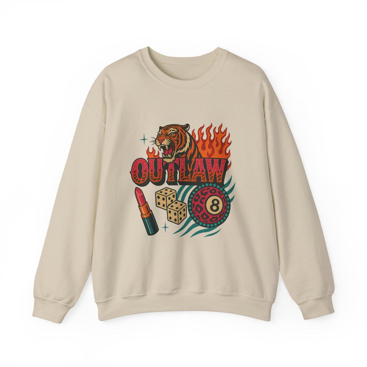 Edgy yallternative outlaw tiger 8ball dice lipstick PNG graphic INSTANT digtial download for tshirt sublimation or dtf