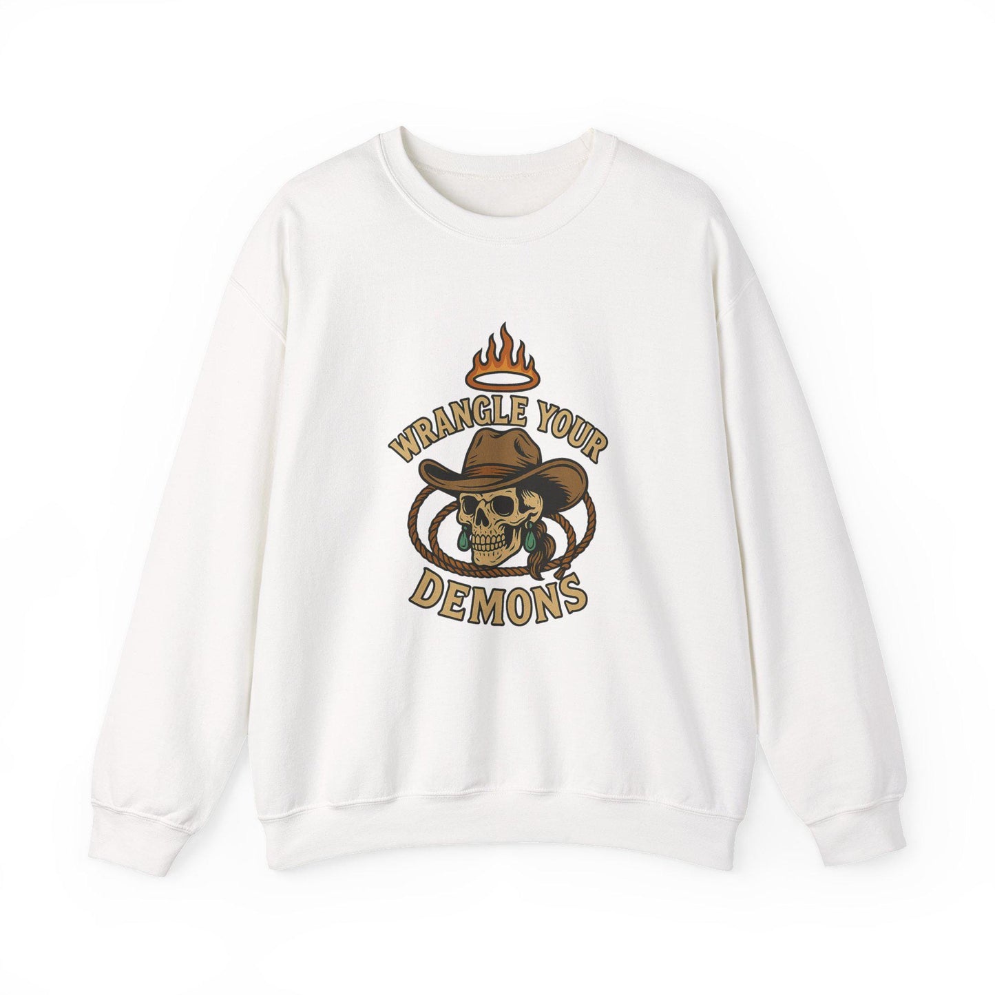 Western "Wrangle your demons" cowgirl skull lasso and turquoise PNG graphic INSTANT digital download for tshirt sublimation or dtf