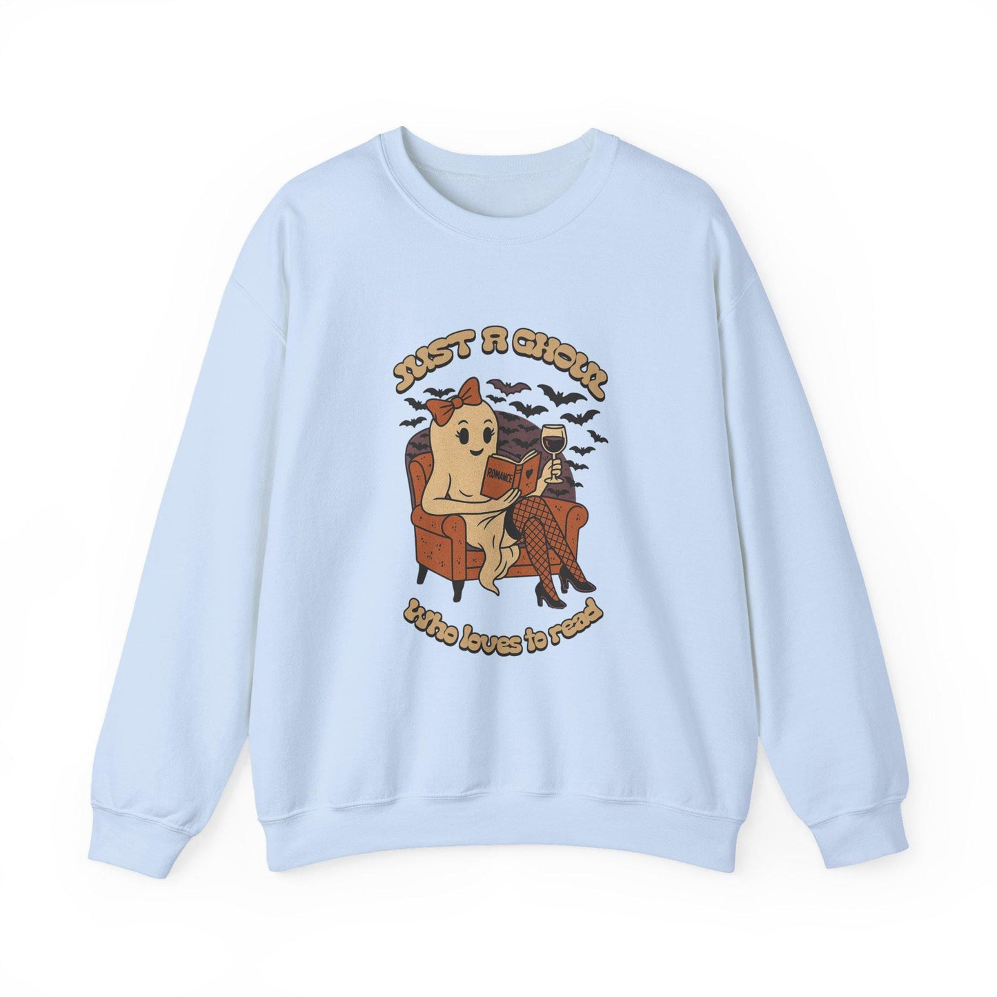 Vintage halloween "just a ghoul who loves to read" ghost book reader and wine PNG graphic INSTANT digital download for shirt sublimation/dtf