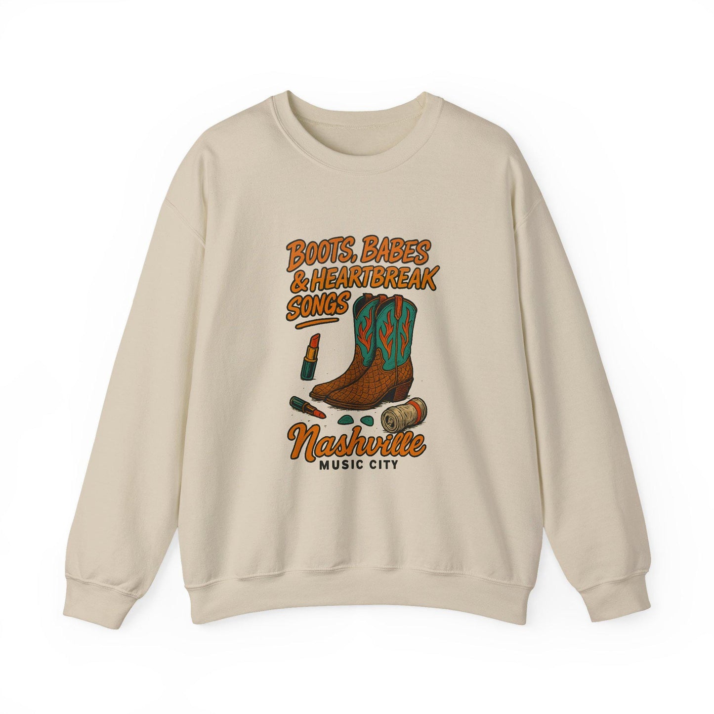 Nashville meets western "boots, babes, & heartbreak songs" boots lipstick beer can turquoise INSTANT download for tshirt sublimation or dtf