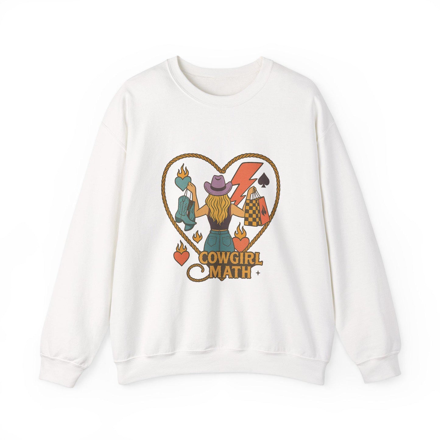 Edgy western "cowgirl math" blonde cowgirl spade lightning bolt lasso checkered png design for sublimation or dtf