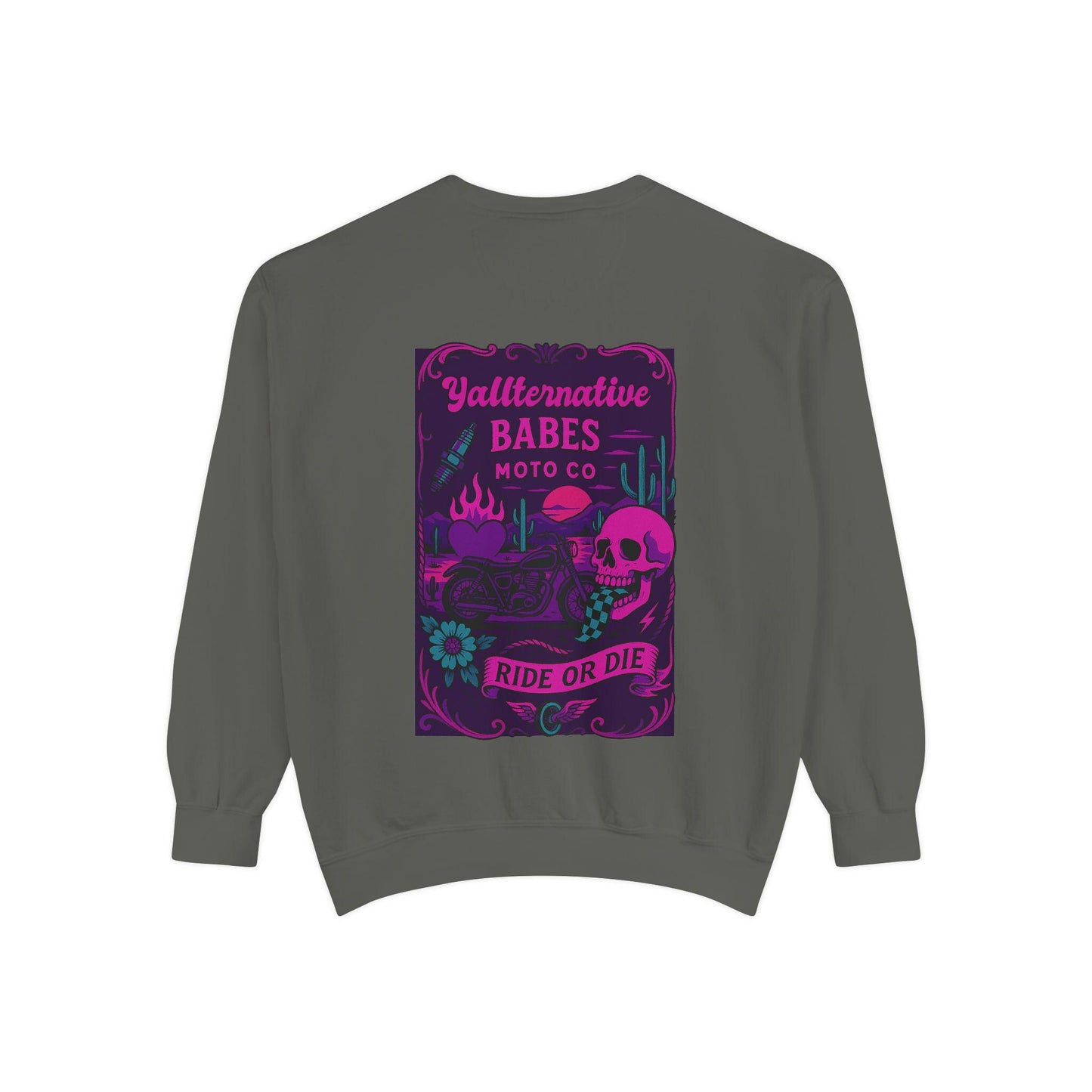 Edgy western Yallternative babes moto co checkered mouth skull desert png graphic digital download for tshirt sublimation or dtf