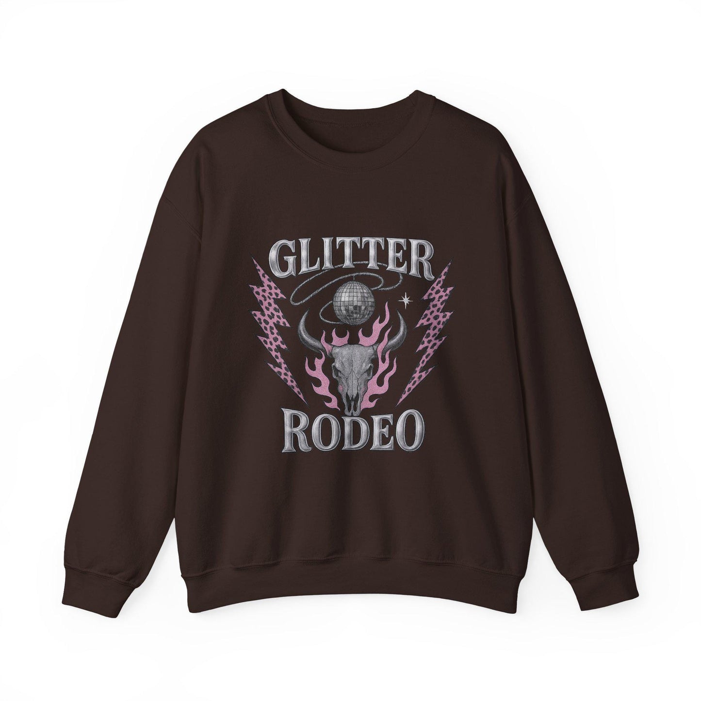 Western "Glitter Rodeo" bull skull disco lightning flame PNG graphic INSTANT digital download for tshirt sublimation or dtf