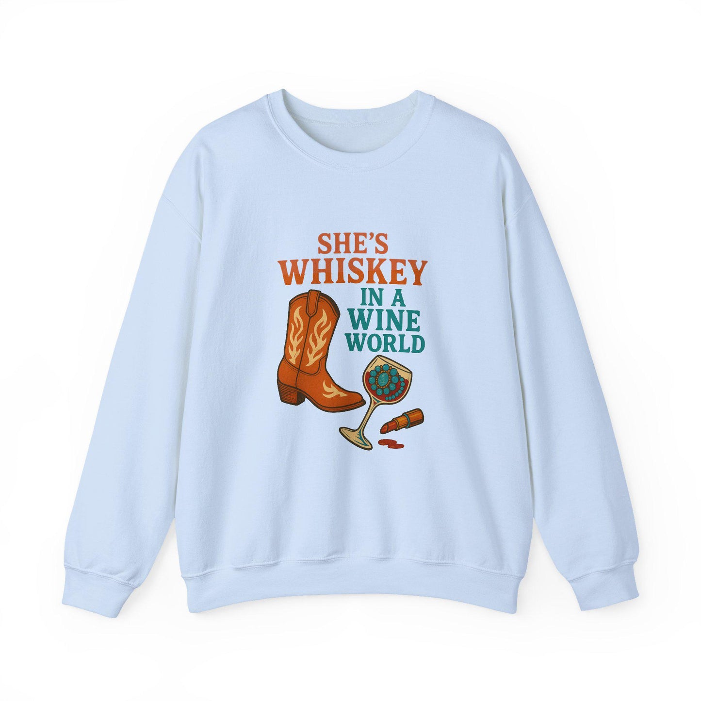 Western "shes whiskey in a wine world" cowgirl turquoise lipstick PNG graphic INSTANT digital download for tshirt sublimation or dtf