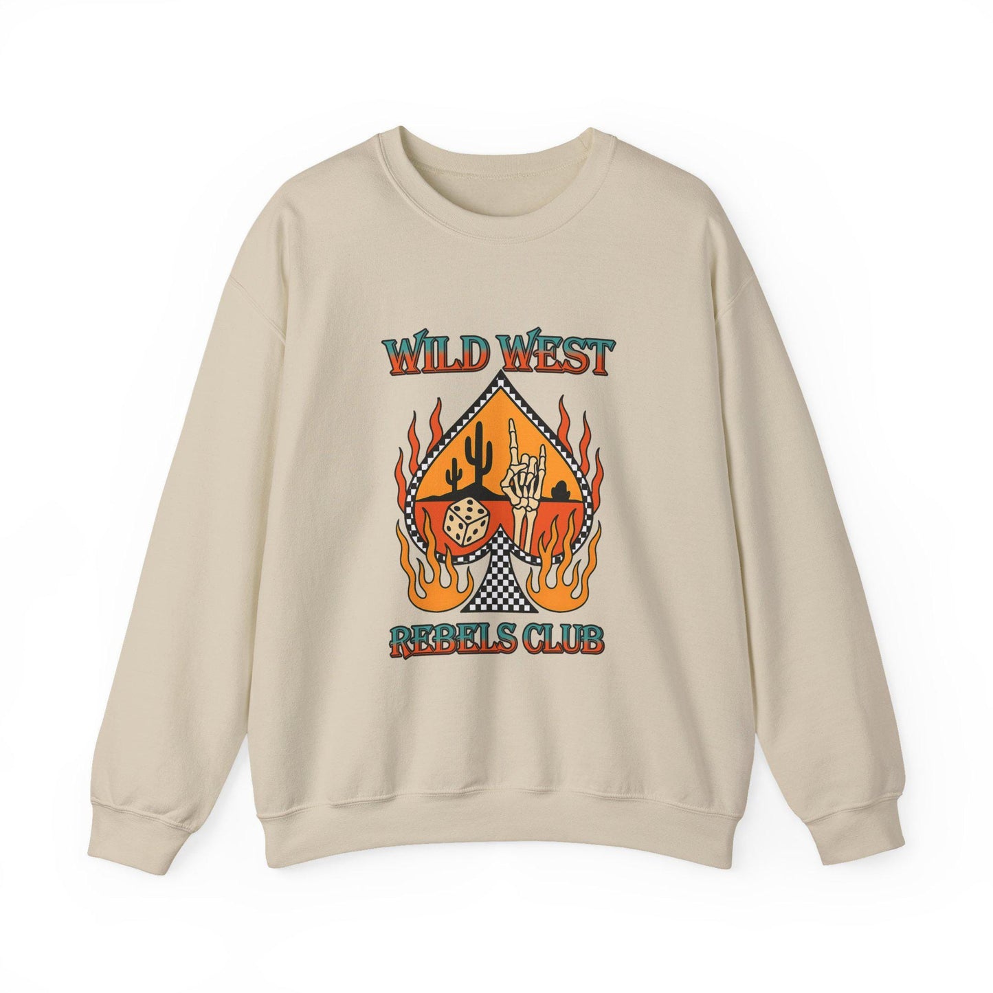 Edgy yallternative desert checkered flaming spade rock and roll dice "wild west rebels club" PNG graphic INSTANT digital download