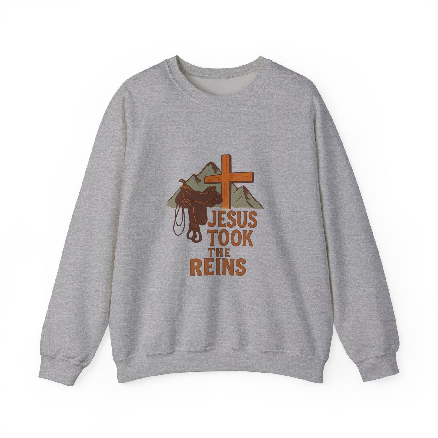 Western "Jesus took the reins" saddle cross and mountain PNG graphic INSTANT digital download for tshirt sublimation or dtf