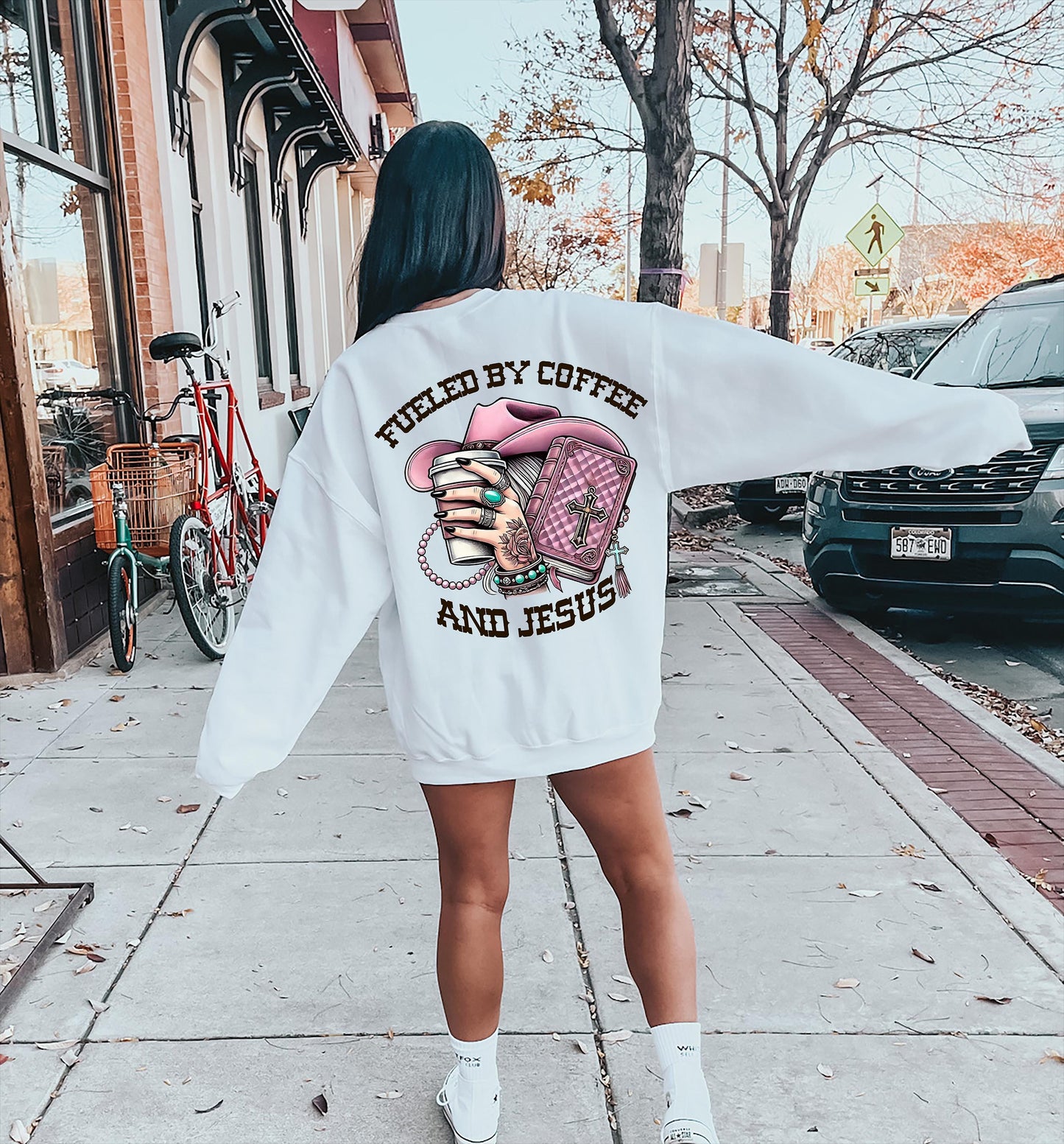 Christian Fueled by coffee and jesus western yallternative cowgirl png graphic digital download for sublimation or dtf