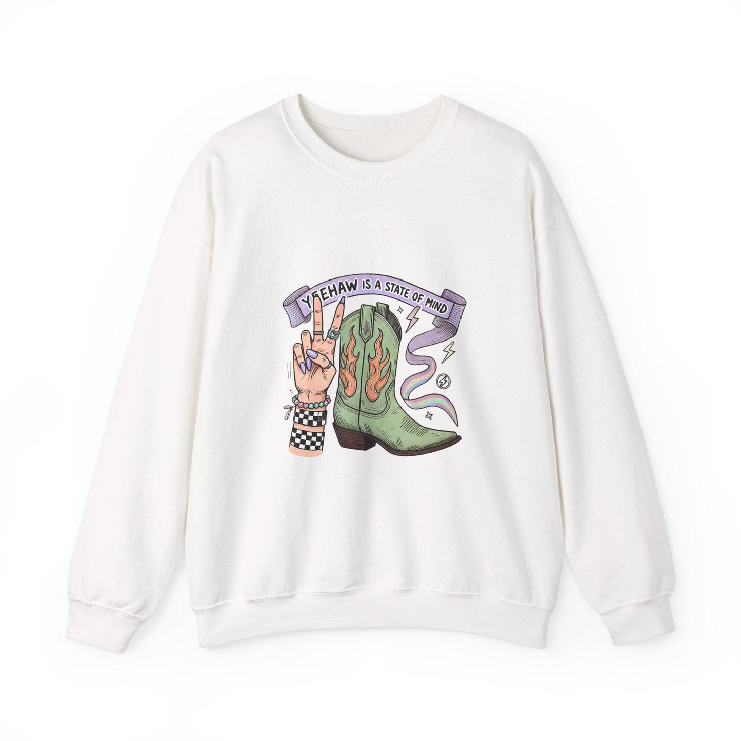 Western cowgirl boot peace sign "yeehaw is a state of mind" png graphic for sublimation or dtf