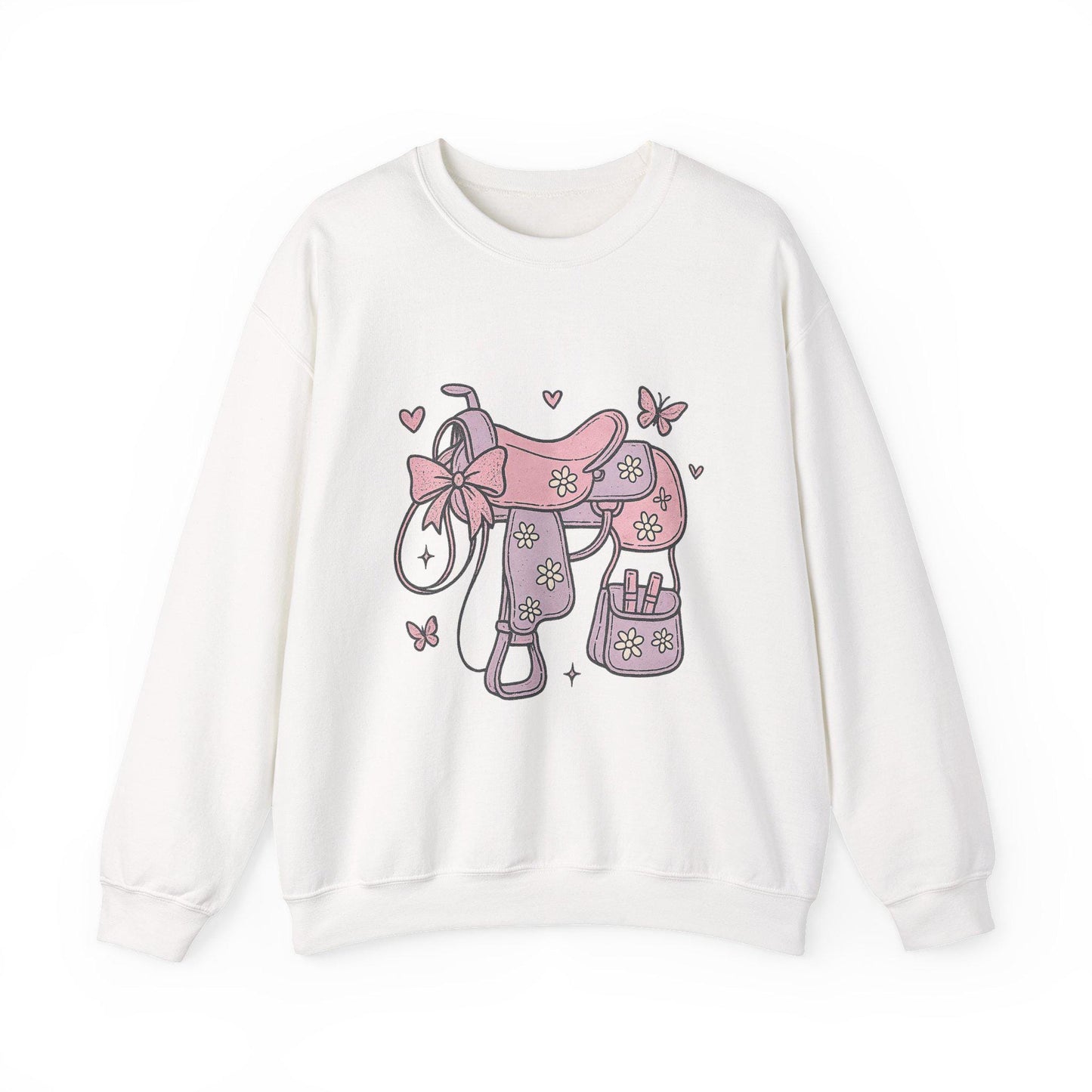 Western pastel saddle makeup bow and daisy PNG graphic INSTANT digital download for tshirt sublimation or dtf