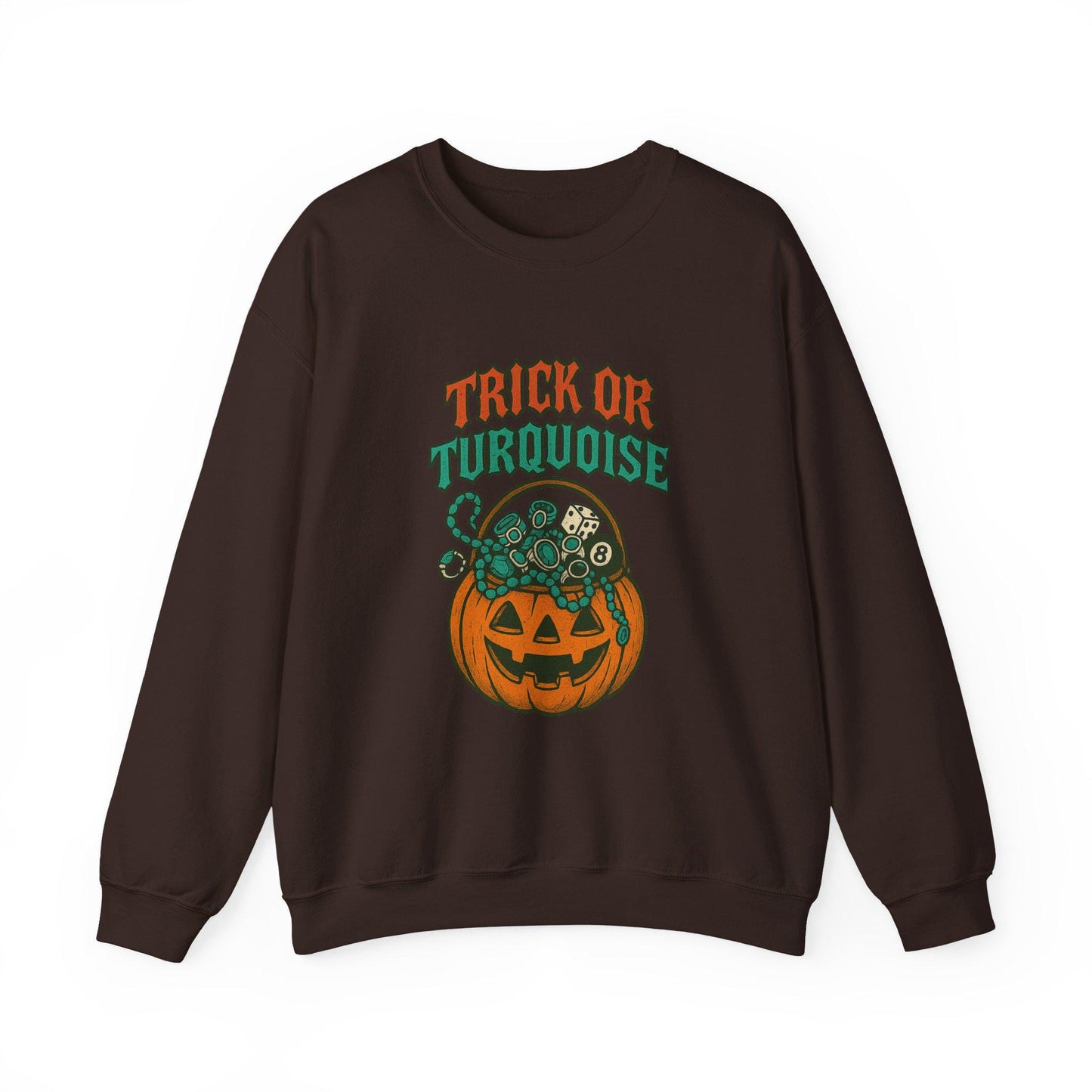 Halloween western cowgirl "trick or turquoise" 8ball dice pumpkin candy basket PNG graphic digital download for tshirt sublimation or dtf