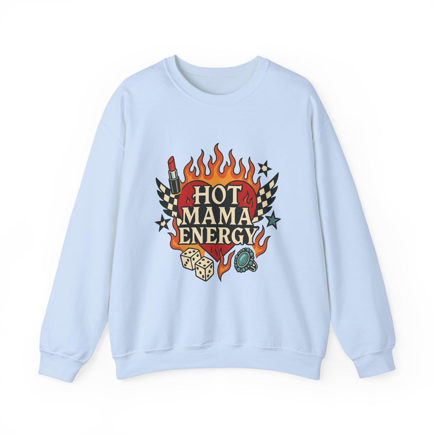 Edgy Hot mama energy flaming heart dice PNG graphic INSTANT digital download for tshirt sublimation or dtf