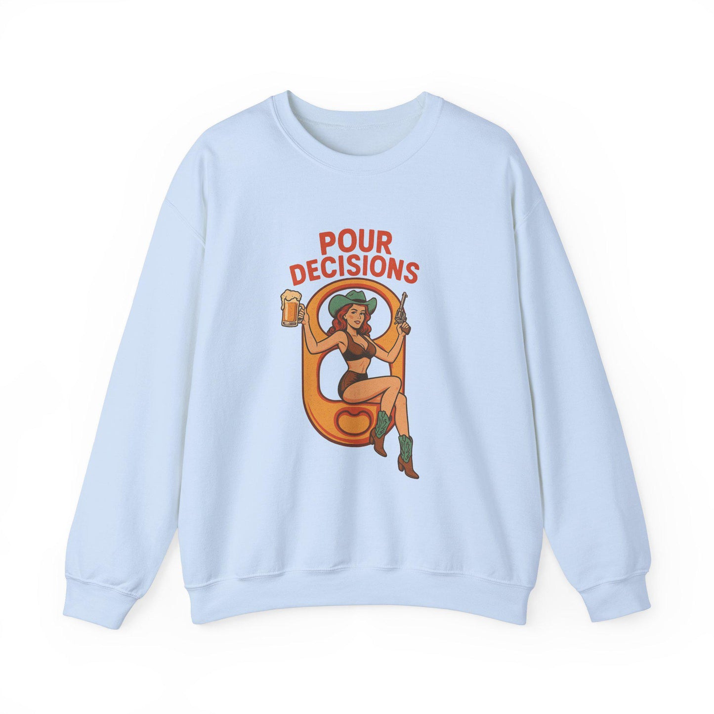 Pour decisions western pinup cowgirl can tab pose graphic digital download for tshirt sublimation or dtf