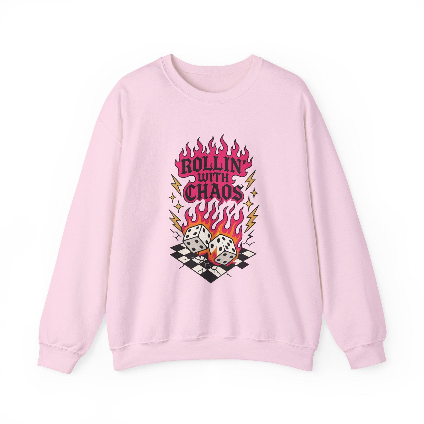 Rollin with the chaos yallternative edgy flaming dice gambling PNG graphic INSTANT digital download for tshirt sublimation or dtf