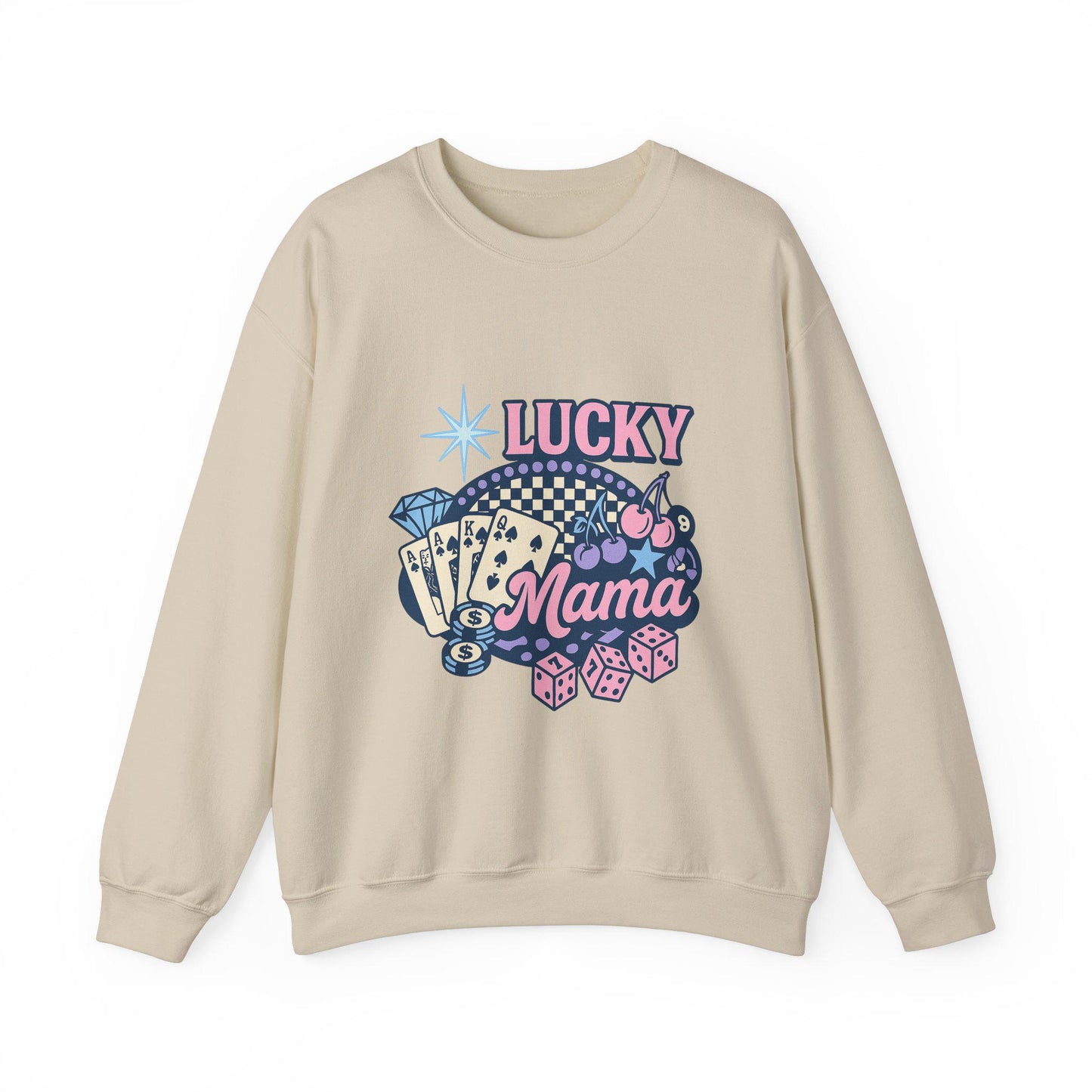 Trendy casino cherry "LUCKY MAMA" png graphic digital download for tshirt sublimation or dtf