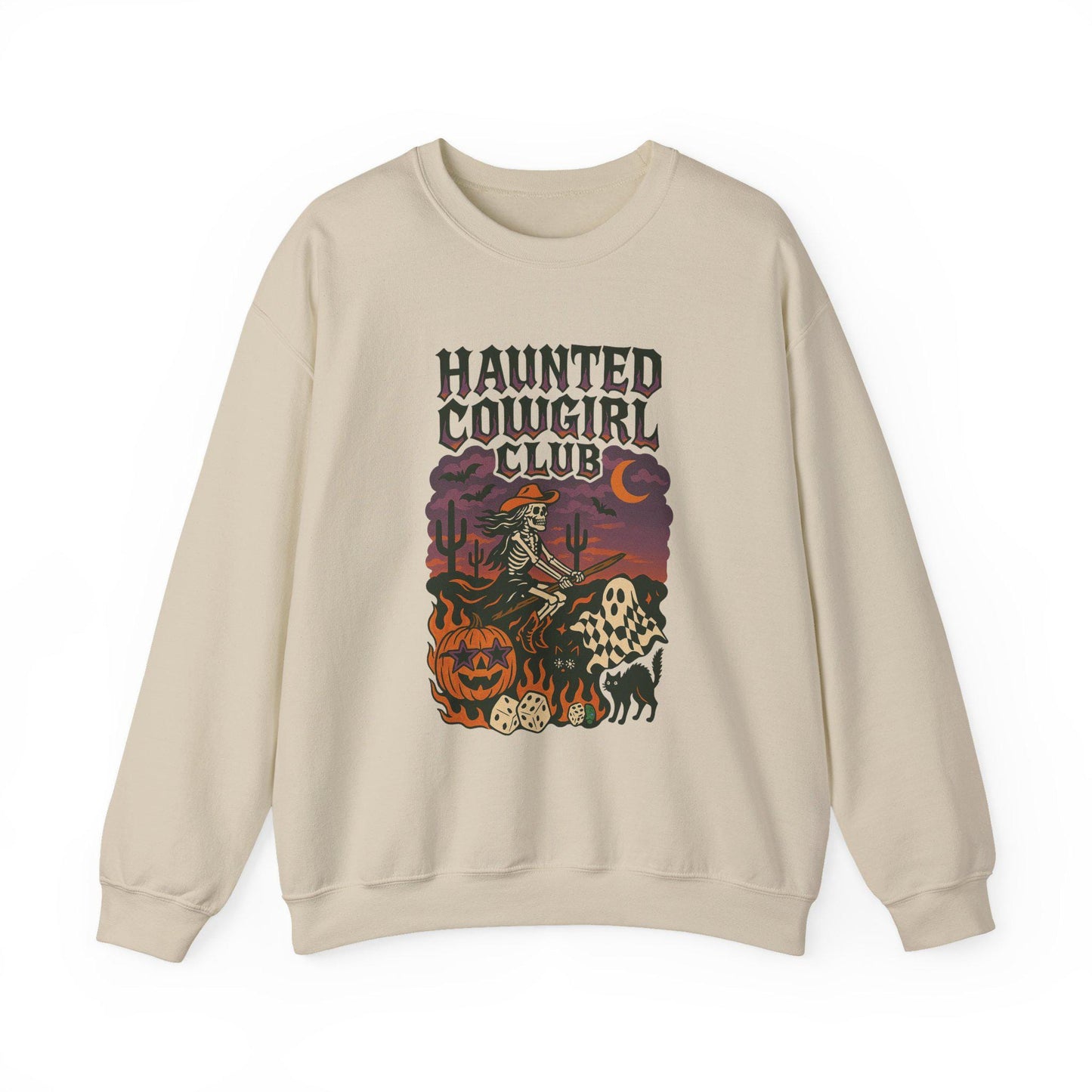 Western halloween "haunted cowgirl club" desert ghost pumpkin dice edgy yallternative PNG graphic  digital download for tshirt sublimation