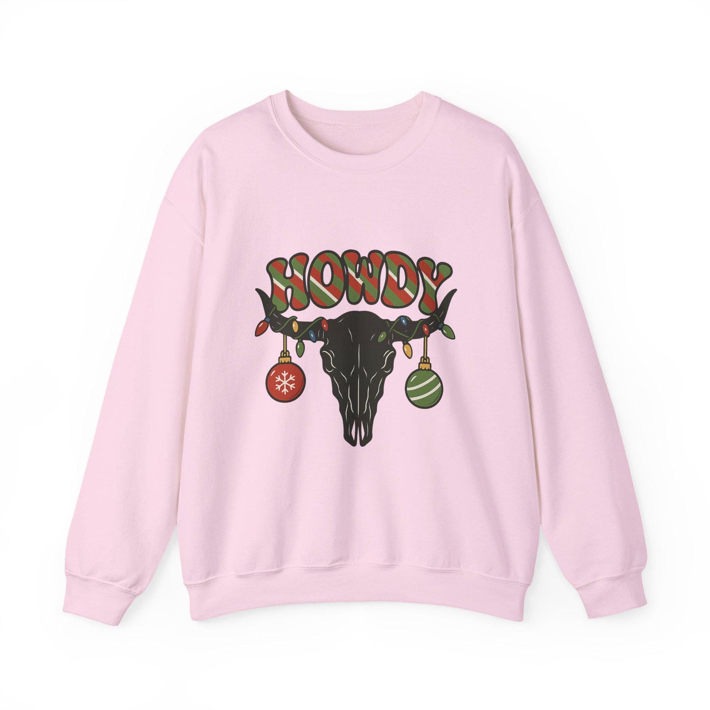 Western Christmas ornament and lights bull skull PNG graphic INSTANT digital download for tshirt sublimation or dtf