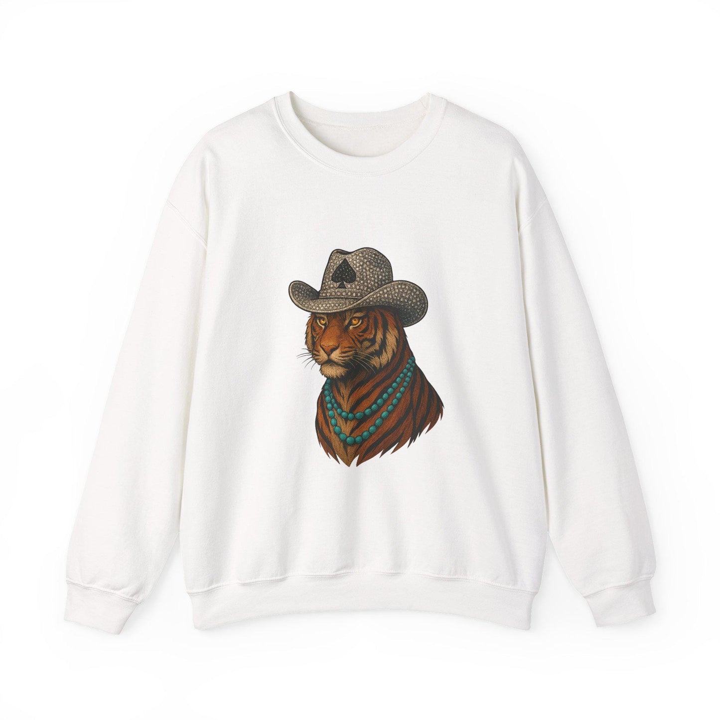 Western glam tiger rhinestone spade cowgirl hat & turquoise PNG graphic INSTANT digital download for tshirt sublimation or dtf