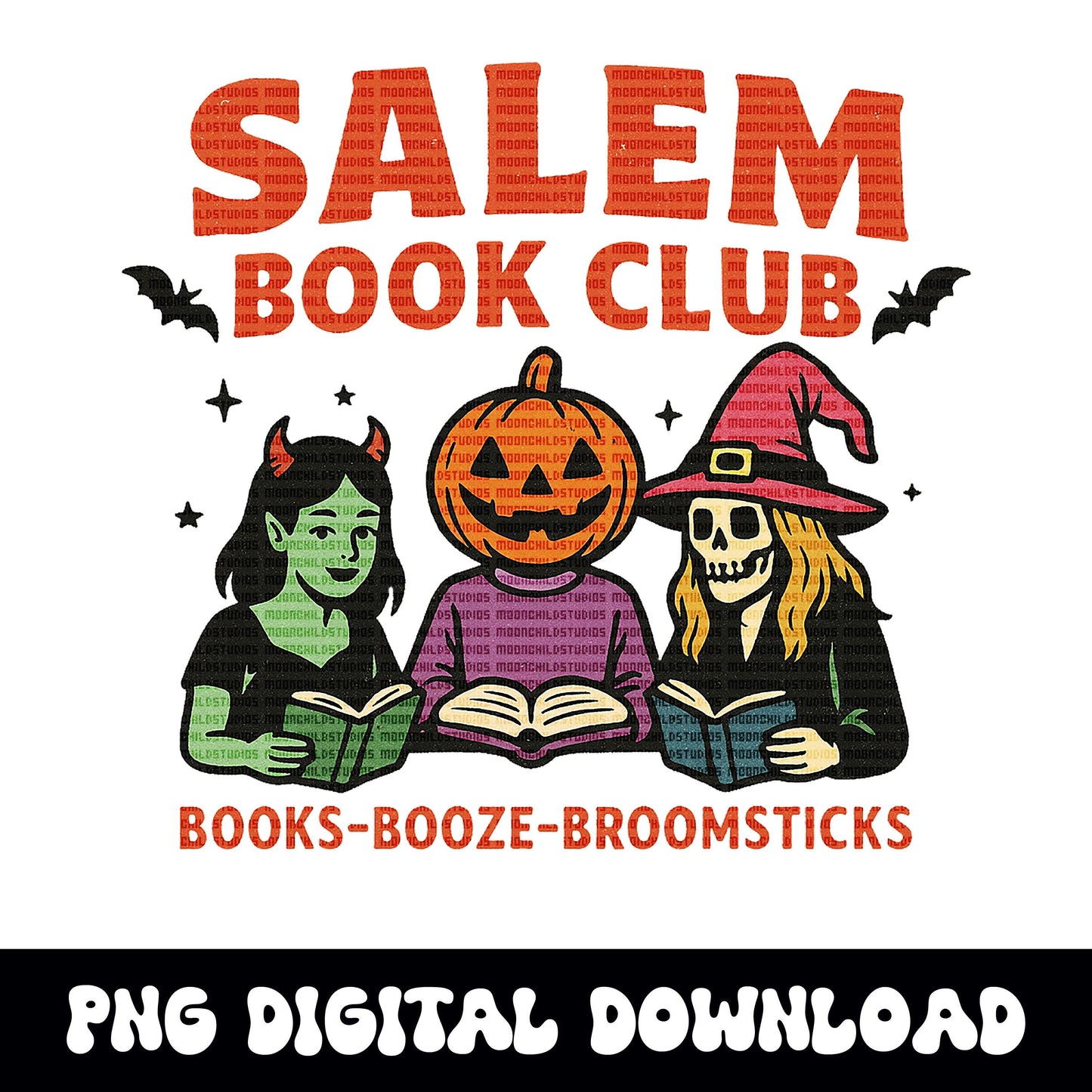Spooky halloween "salem book club" PNG graphic INSTANT digital download for tshirt sublimation or dtf