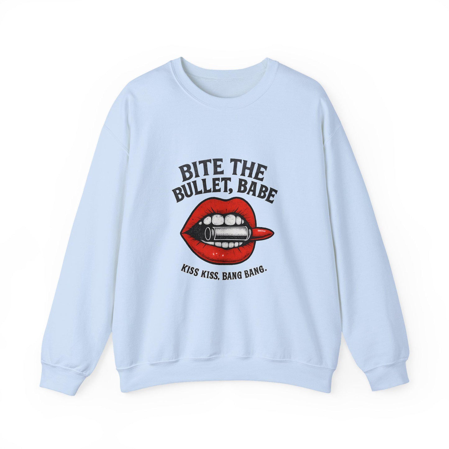 Edgy "Bite the bullet, babe. kiss kiss bang bang" lip bullet lipstick PNG graphic INSTANT digital download for tshirt sublimation or dtf