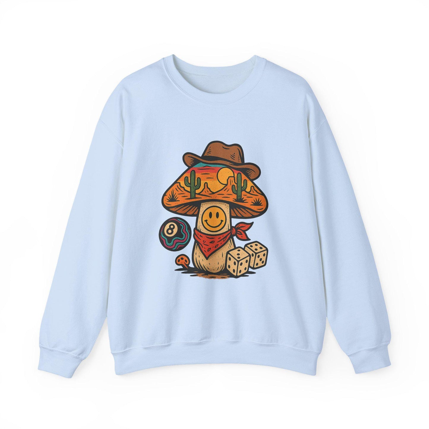 Trippy western desert smiley mushroom 8ball dice PNG graphic INSTANT digital download for tshirt sublimation or dtf