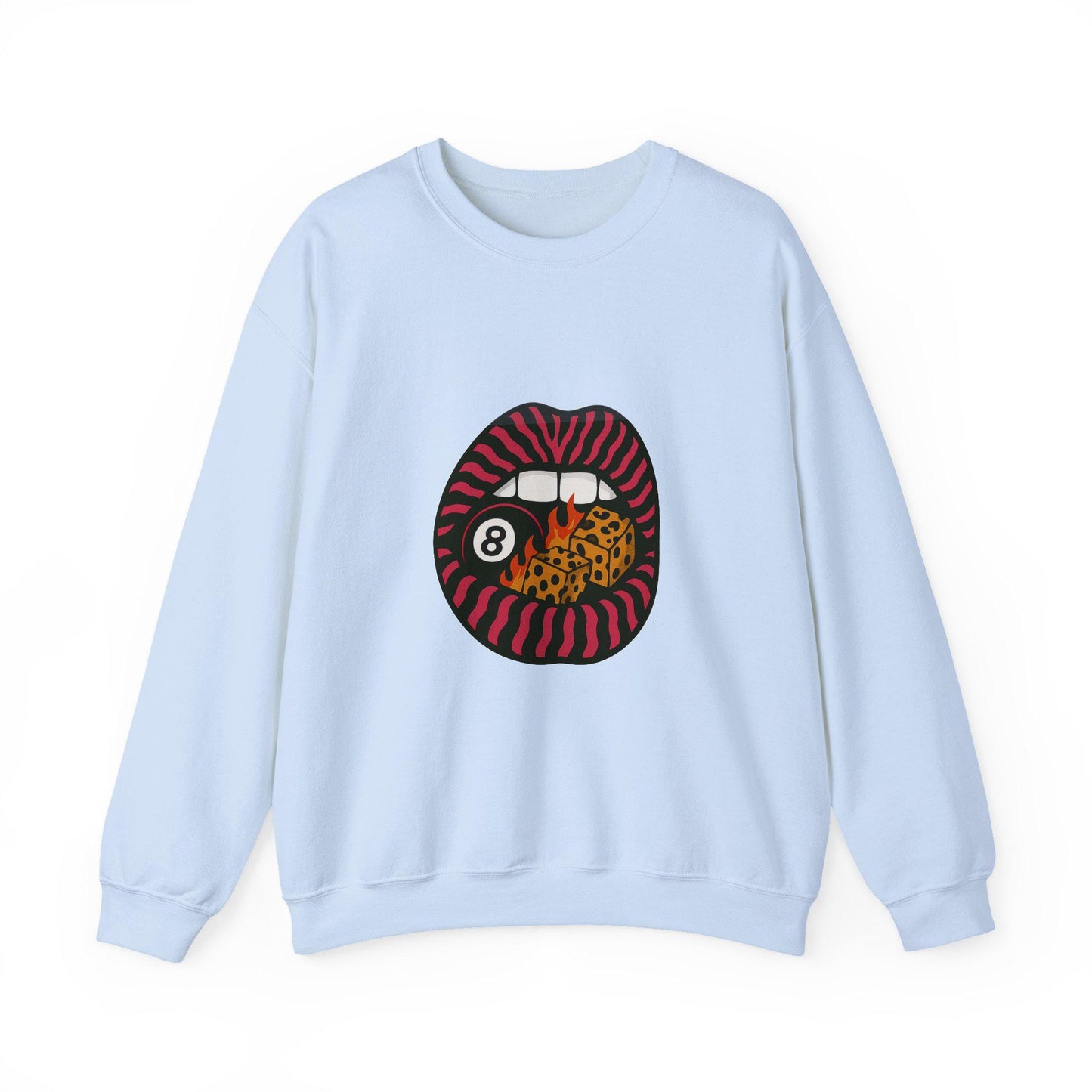 Edgy zebra print mouth with 8ball flames and cheetah print dice PNG graphic INSTANT digital download for tshirt sublimation or dtf