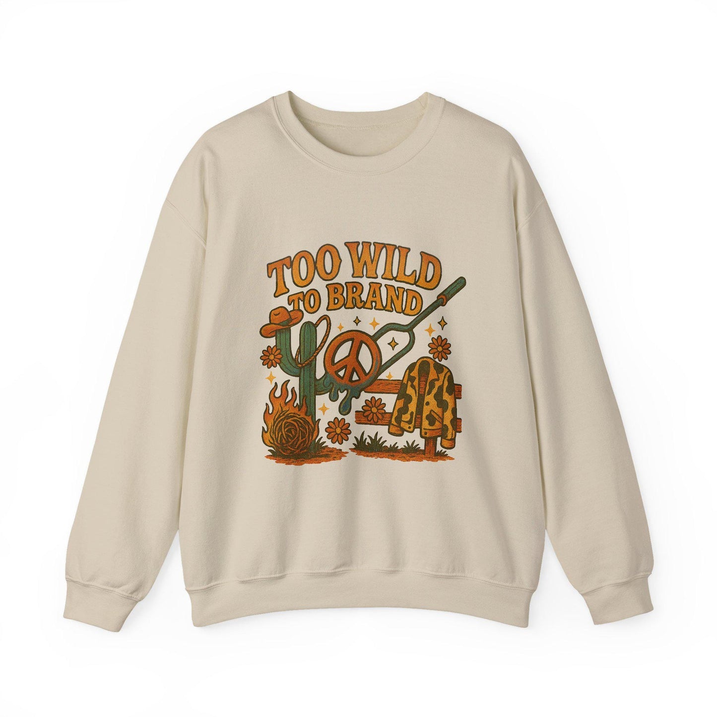 Groovy Western hippie cowgirl "too wild to brand" png graphic digital download for tshirt sublimation or dtf