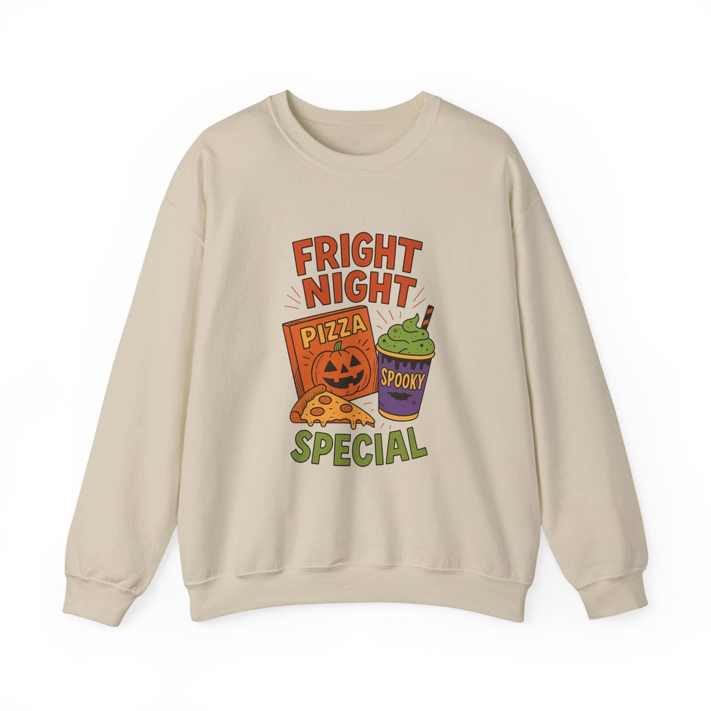 Halloween/fall "fright night special" pizza and drink PNG graphic digital download for tshirt sublimation or dtf