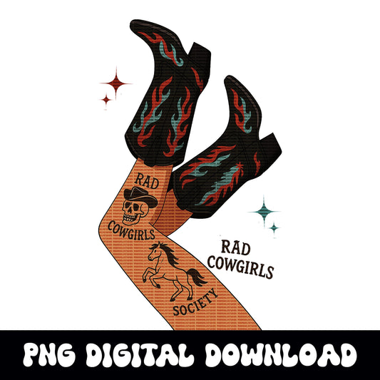 Yallternative rad cowgirl western png graphic digital download for tshirt sublimation or dtf