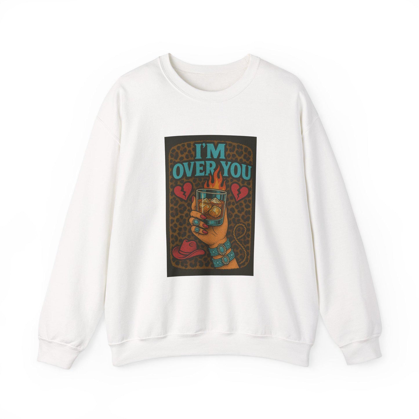 Western cowgirl cheetah print whiskey "im over you" png graphic digital download for tshirt sublimation or dtf