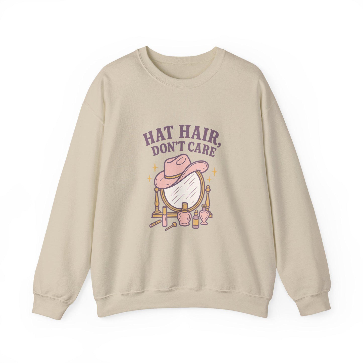 Western "hat hair dont care" cowgirl hat and vanity PNG graphic INSTANT digital download for tshirt sublimation or dtf