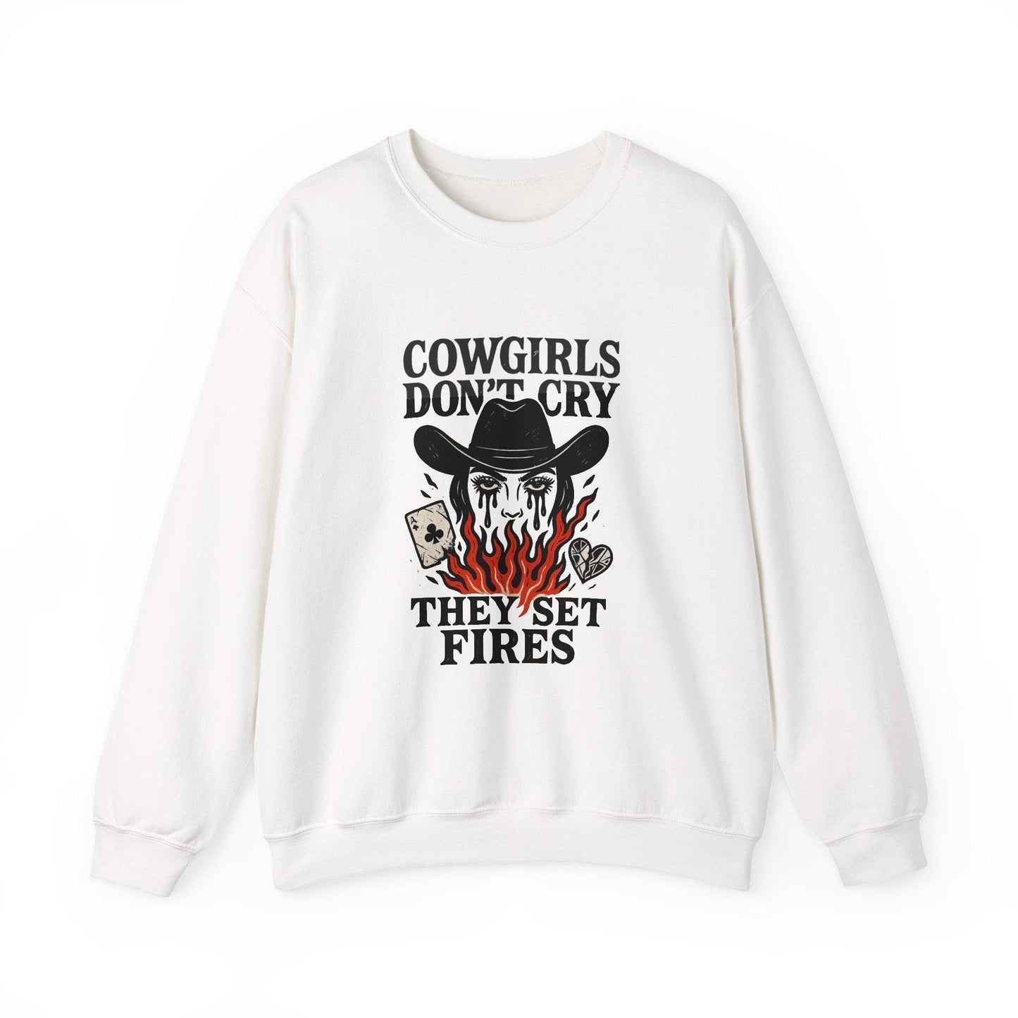 Western "cowgirls dont cry, they set fires" flaming cowgirl cards PNG graphic INSTANT digital download for tshirt sublimation or dtf