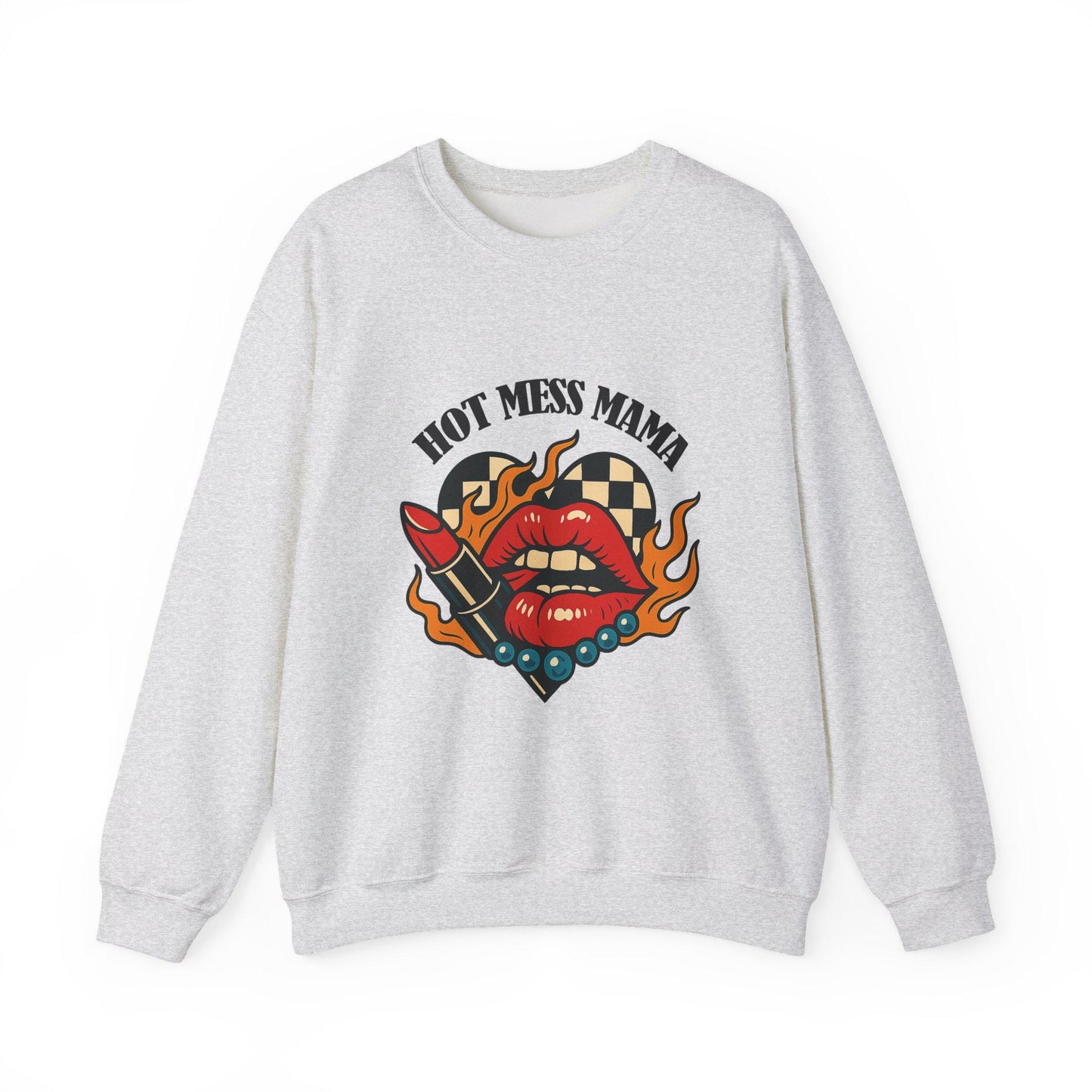 Hot mess mama checkered heart flaming lip turquoise PNG graphic INSTANT digital download for tshirt sublimation or dtf