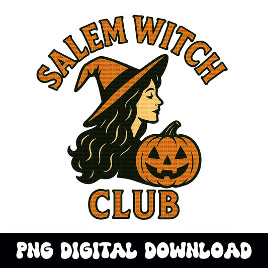 Halloween "salem witch club" retro vintage PNG graphic INSTANT digital download for tshirt