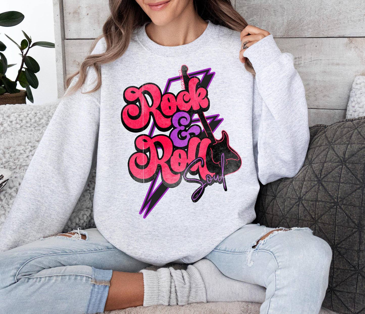 Vintage Rock & Roll soul lightning bolt guitar png shirt graphic