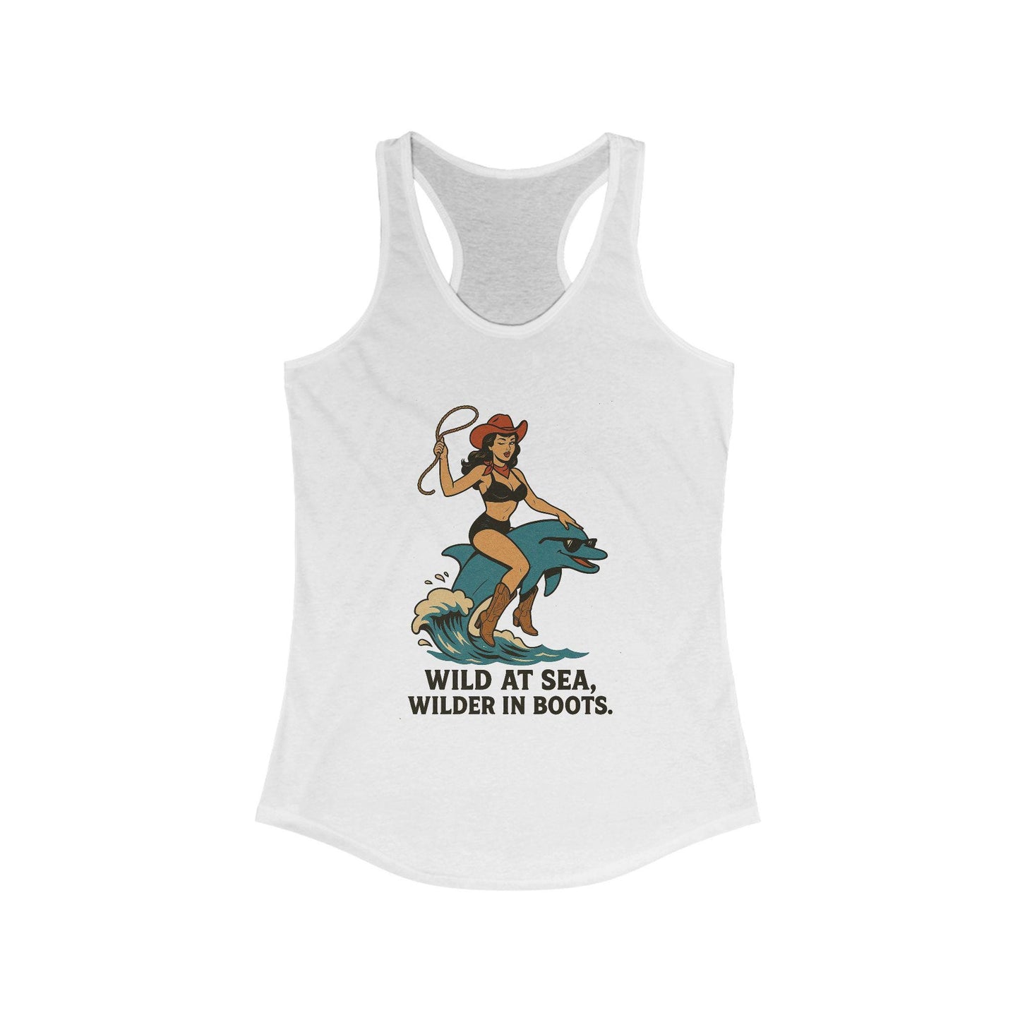 Summer western pinup cowgirl on dolphin beachy png graphic digital download for sublimation or dtf