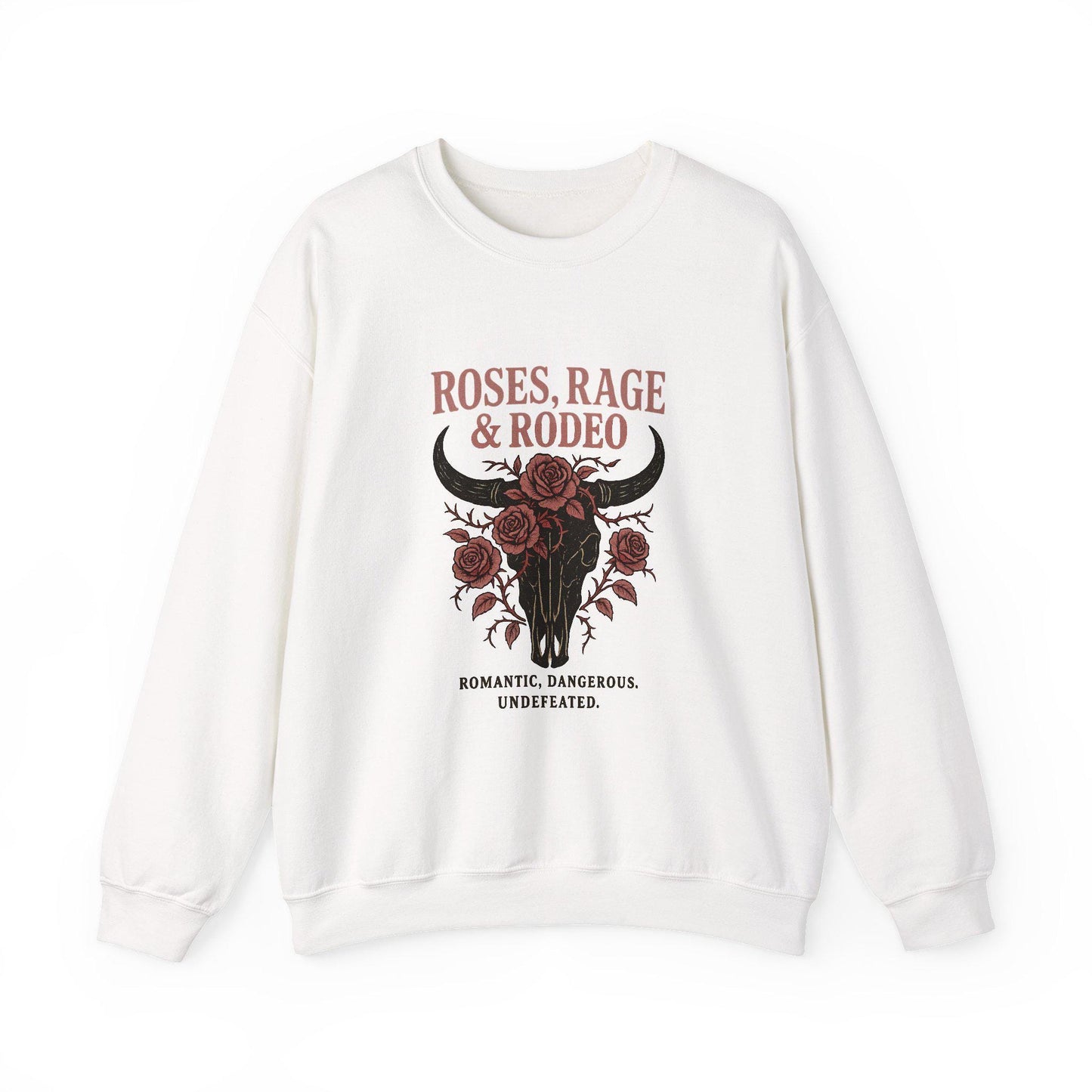 Western "roses, rage & rodeo" bull skull PNG graphic INSTANT digital download for tshit sublimation or dtf
