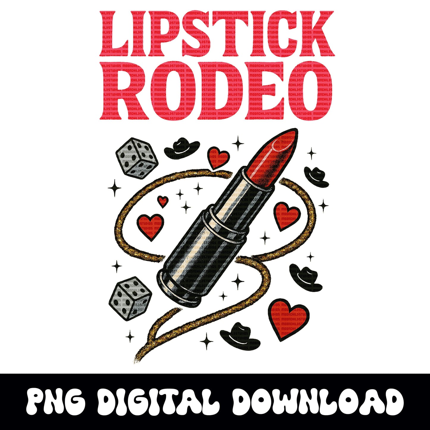 Western "Lipstick Rodeo" lipstick lasso cowgirl PNG graphic INSTANT digital download for tshirt sublimation or dtf