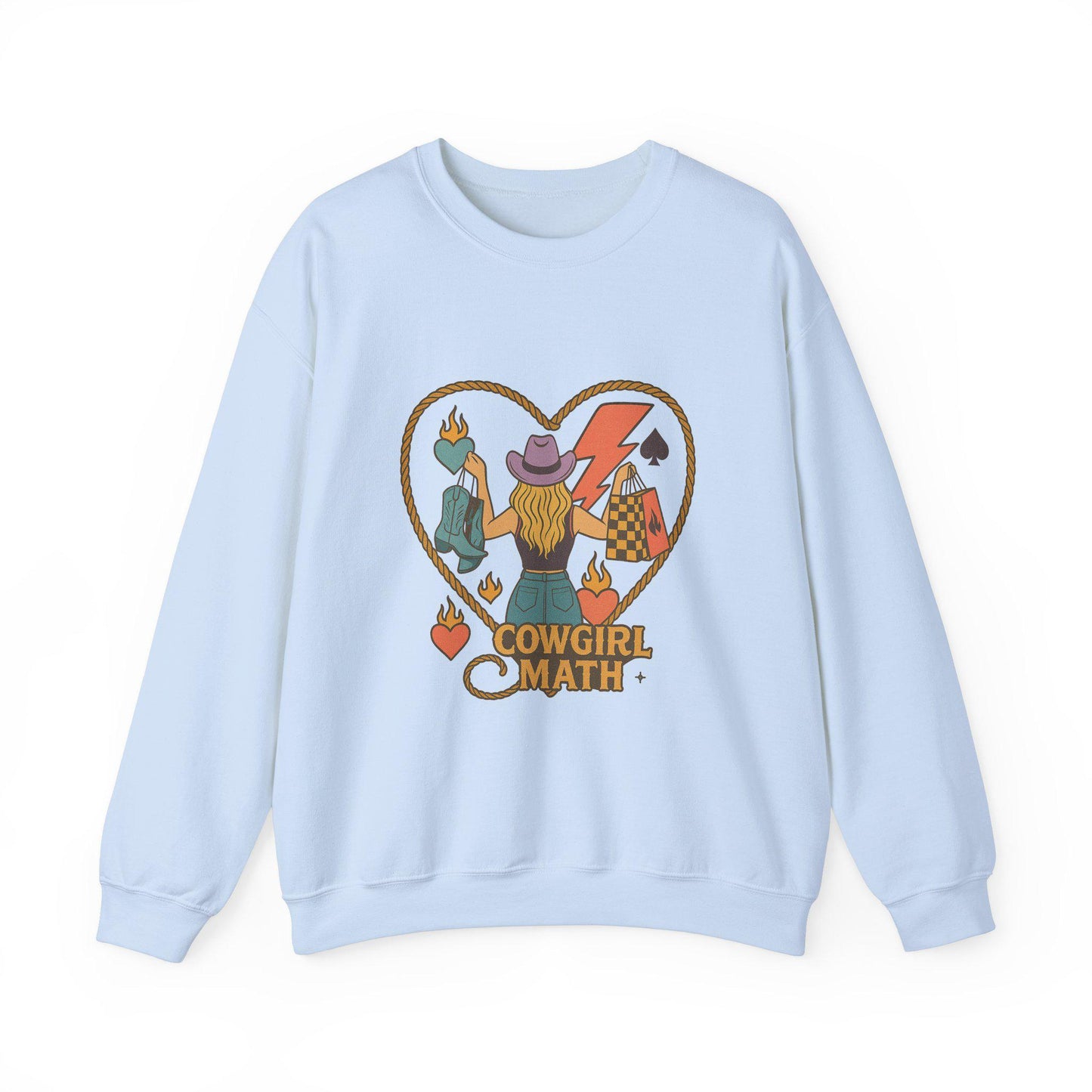 Edgy western "cowgirl math" blonde cowgirl spade lightning bolt lasso checkered png design for sublimation or dtf