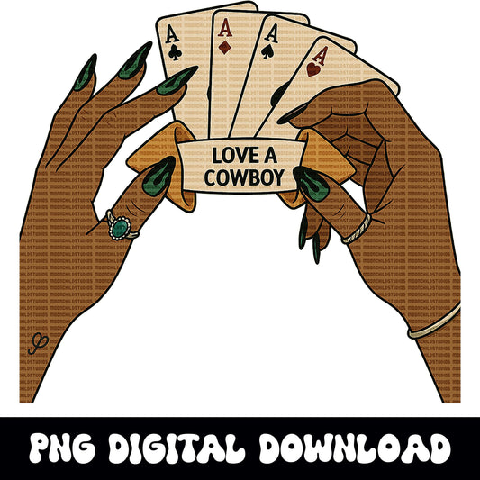 Edgy Western yallternative cowgirl "love a cowboy" fortune cookie png graphic download for tshirt sublimation or dtf