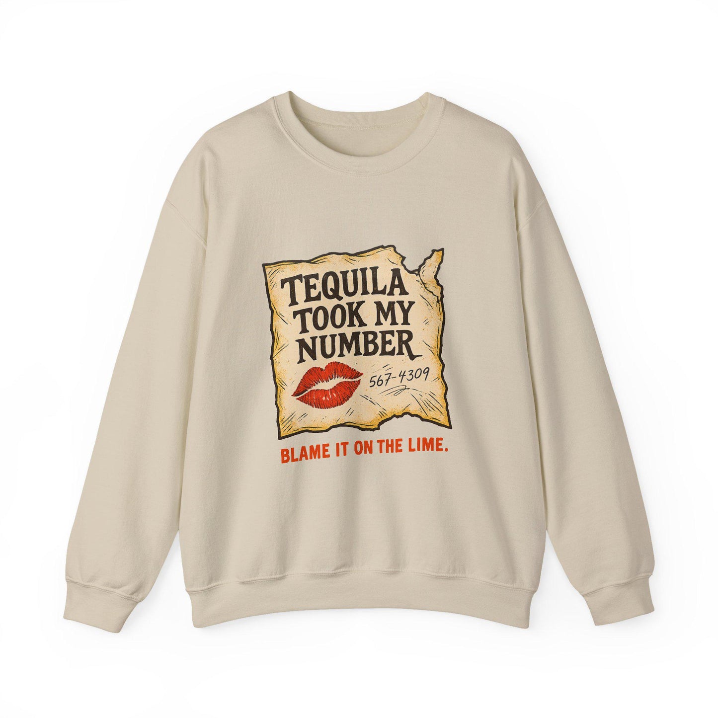 Tequila took my number torn napkin red lip kiss PNG graphic INSTANT digital download for tshirt sublimation or dtf