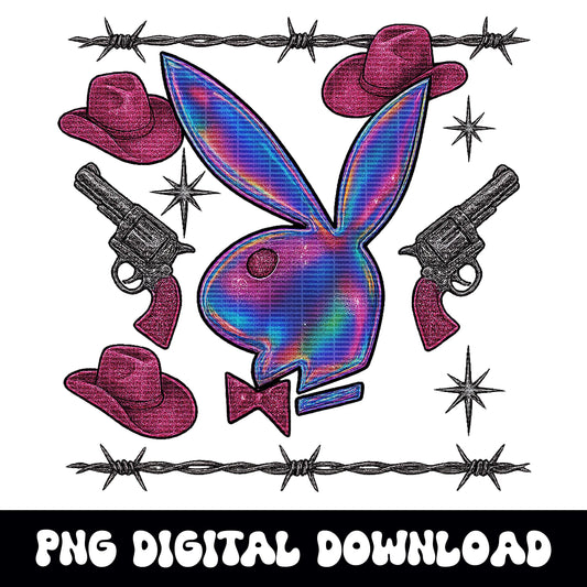 Edgy western yallternative meets glam playboy cowgirl PNG graphic INSTANT digital download for tshirt sublimation or dtf